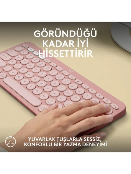 Logitech Pebble Keys 2 K380S 920-011861 Pembe TKL Q Kablosuz Klavye - 3