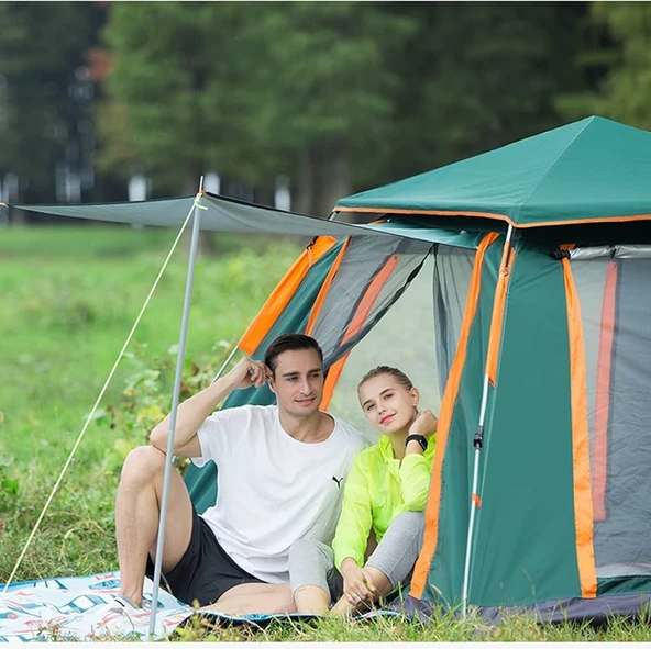 Yek Outdoor 6 Kişilik Tam Otomatik Tenteli Kamp Çadırı- 3 Adet 0°Uyku Tulumu-Şişme Yatak - 7