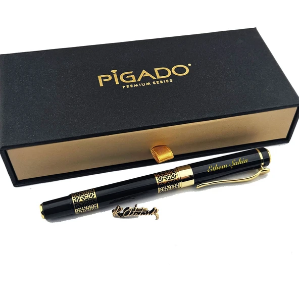 İşlemeli İsme Kişiye Özel Roller Kalem Atatürk İmzası Rozet Seti - Resim 5