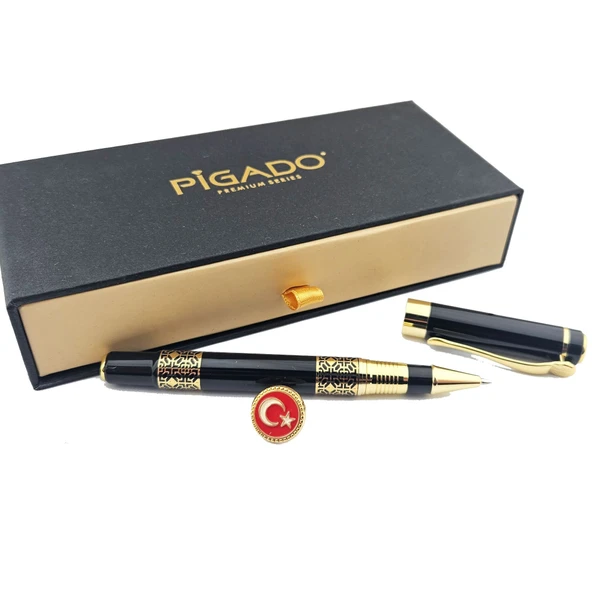 İşlemeli İsme Kişiye Özel Roller Kalem Türk Bayrağı Rozet Seti ürün görseli