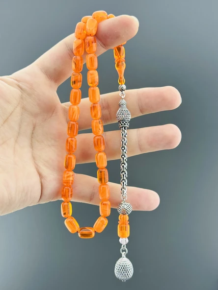 925 AYAR GÜMÜŞ PÜSKÜL SIKMA KEHRİBAR KAPSÜL KESİM 7,50X11