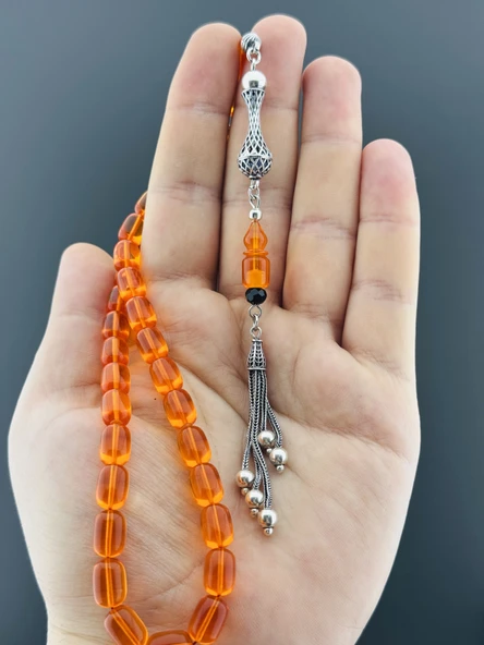 925 AYAR GÜMÜŞ PÜSKÜLLÜ ATEŞ KEHRİBAR KAPSÜL KESİM 7,75X11 - 2