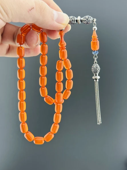925 AYAR GÜMÜŞ PÜSKÜL SIKMA KEHRİBAR KAPSÜL KESİM 7,50X11 - 3