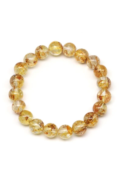 Sarı Topaz Doğal Taş Bileklik 10 mm Küre Kesim - Resim 2