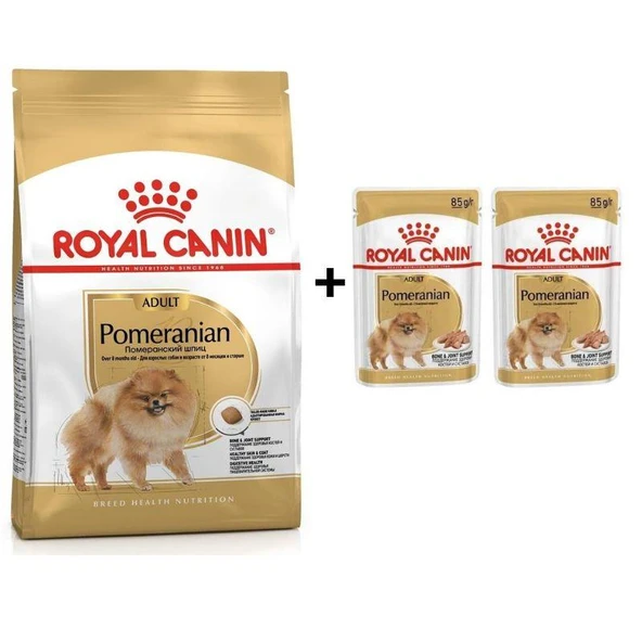 Royal Canin Pomeranian Yetişkin Köpek Maması 3kg + 2 Adet Yaş Mama Hediye