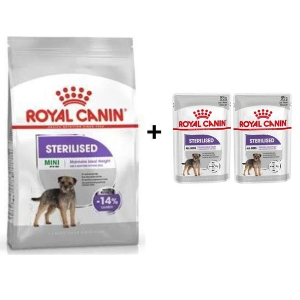 Royal Canin Mini Sterilised Kısır Köpek Maması 3 Kg + 2 Adet Yaş Mama Hediye