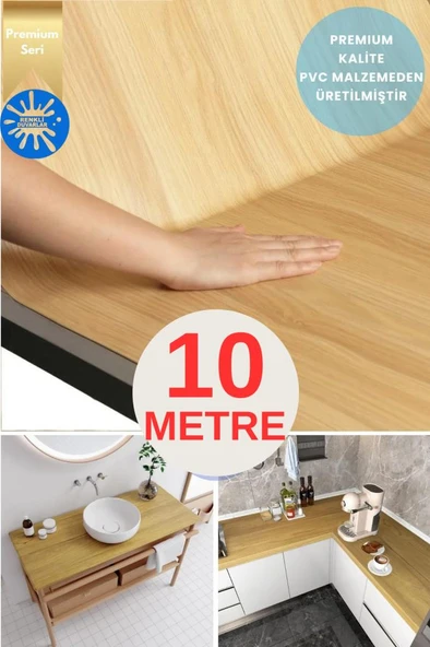 67cm x 10 Metre 1 Adet Rulo Yapışkanlı Dokulu Ahşap Görünümlü Mutfak Duvar Kaplama Folyosu Kağıdı