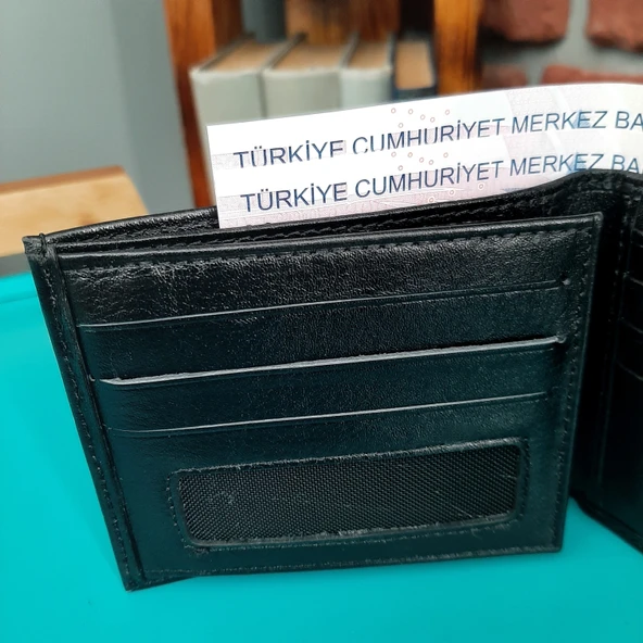 Hakiki Deri Erkek Yatay Siyah Cüzdan gvn-0121 - 4