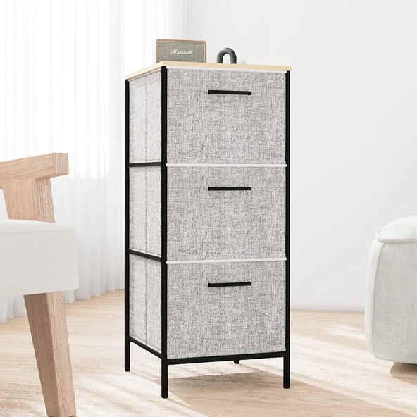 3 Çekmeceli Çok Amaçlı Dolap Büyük Boy Komodin Sehpa Gri 1618 - 4