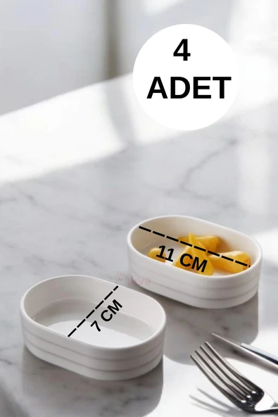4 Lü 11 Cm Porselen Reçellik Sosluk Çerezlik - Resim 2