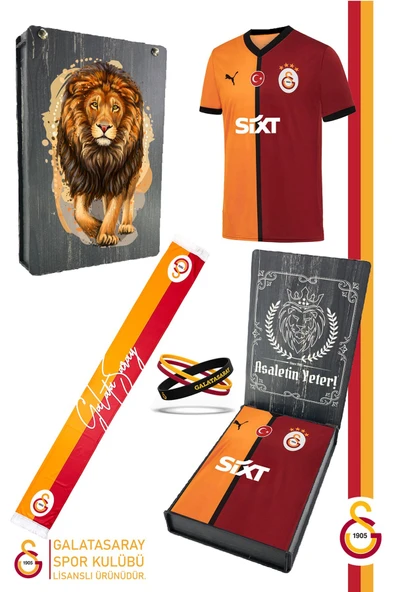 Galatasaray Orijinal 2024/2025 Taraftar Forma Bileklik Hediyeli Özel Tasarım Hediyelik Ahşap Kutulu