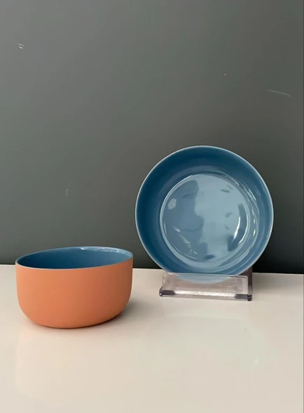 TANTİTONİ TERRACOTTA MAVİ PORSELEN 2 Lİ KASE SETİ