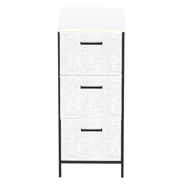 3 Çekmeceli Çok Amaçlı Dolap Büyük Boy Komodin Sehpa Gri 1618 - 7