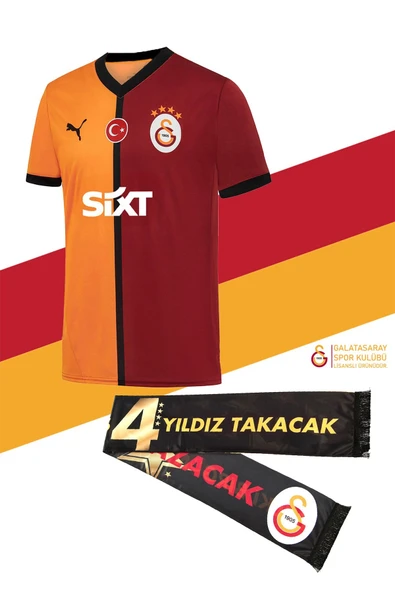 Galatasaray Orijinal Lisanslı 2024/2025 Parçalı İç Saha Taraftar Forma Atkı Hediyeli