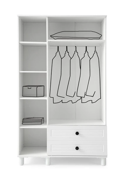 FİNİKE MDF 3 KAPAKLI DOLAP -BEYAZ - Resim 3