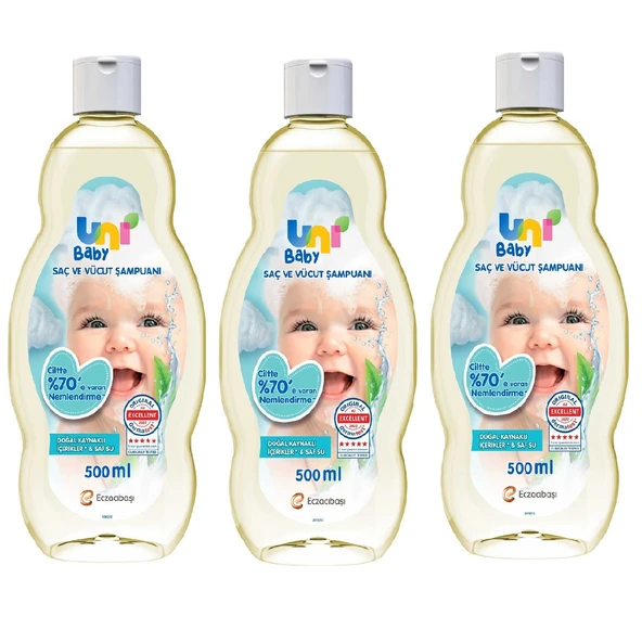 Uni Baby Saç ve Vücut Şampuanı 500 Ml x 3 Adet