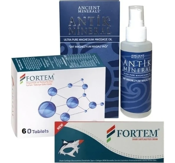 Fortem Set Akgünlük Yumurta Zarı Kapsül - Antik Mineral Magnezyum Masaj Yağı - Ağrı Kesici Krem