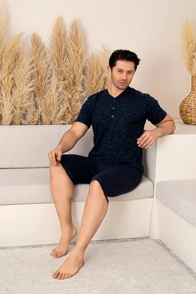 Nisanca Sportif %100 Pamuk Şortlu Erkek Pijama Takımı - 14