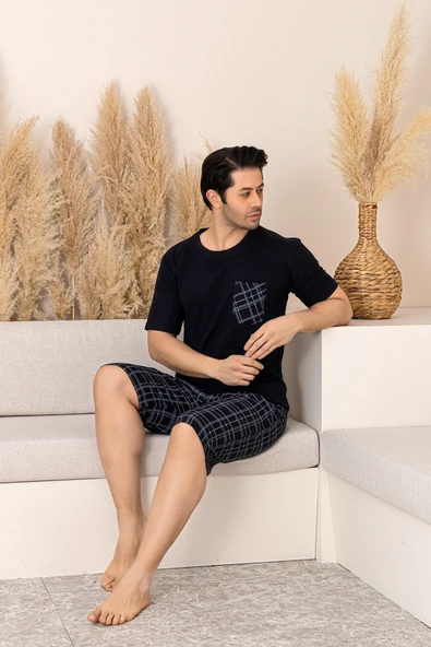 Nisanca Sportif %100 Pamuk Şortlu Erkek Pijama Takımı - 13