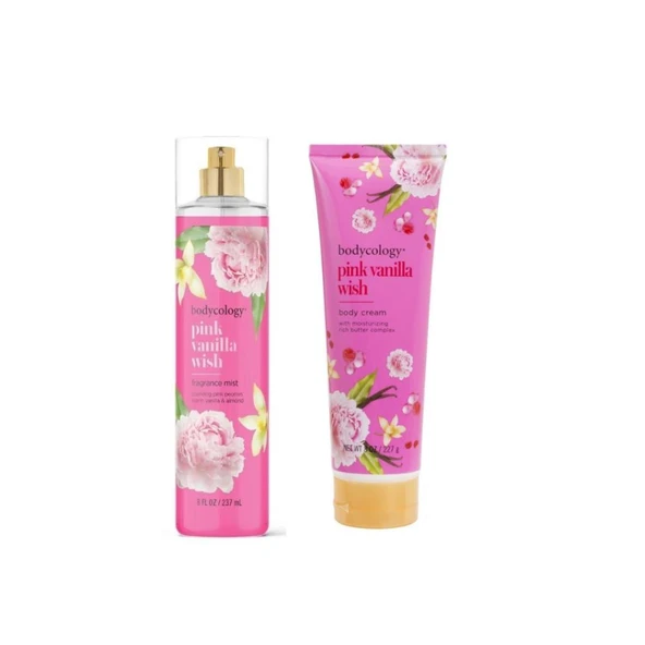 Bodycology Pink Vanilla Wish Kadın Vücut Spreyi + Vücut Kremi Set