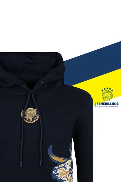 Fenerbahçe Orijinal Lisanslı Kapüşonlu Kolej Sweat Kadıköy Boğası Basklı + Şal Kaşkol Set - 8