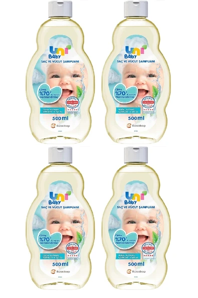 Uni Baby Saç ve Vücut Şampuanı 500 Ml x 4 Adet