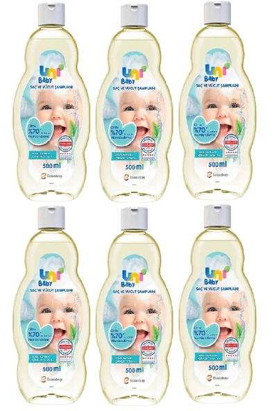 Uni Baby Saç ve Vücut Şampuanı 500 Ml x 6 Adet