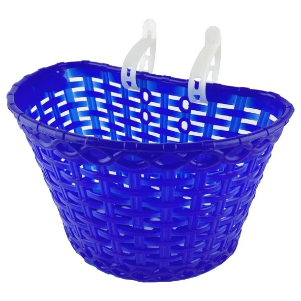 16-20 Jant Uyumlu Hasır Desenli Plastik Çocuk Bisikleti Ön Sepet Mavi