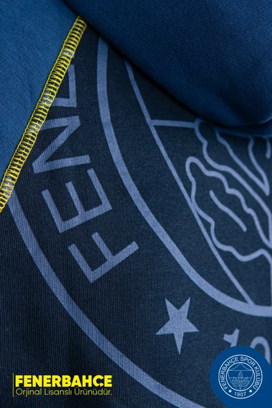 Fenerbahçe Orijinal Lisanslı Kapüşonlu Mavi Erkek Sweat - 4