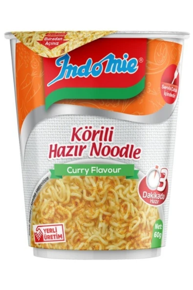 Indomie Köri Çeşnili Hazır Bardak Noodle 60gr*24 Lü
