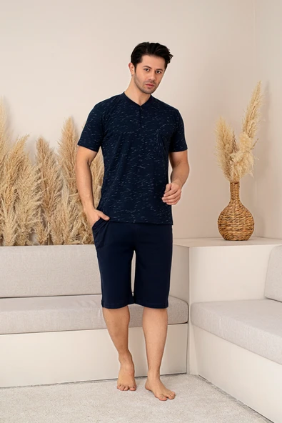 Nisanca Sportif %100 Pamuk Şortlu Erkek Pijama Takımı - 15