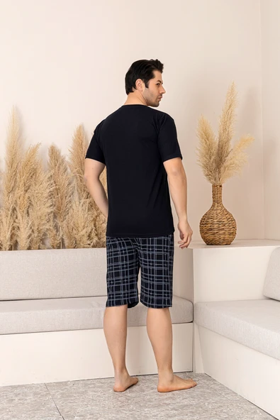 Nisanca Sportif %100 Pamuk Şortlu Erkek Pijama Takımı - 11