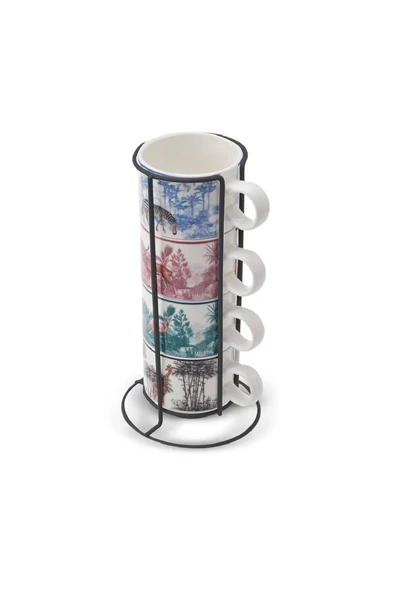 Karaca Jungle 5 Parça Standlı Çay Fincanı Seti 160 Ml
