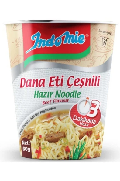 Indomie Dana Eti Çeşnili Hazır Bardak Noodle 60gr*24 Lü