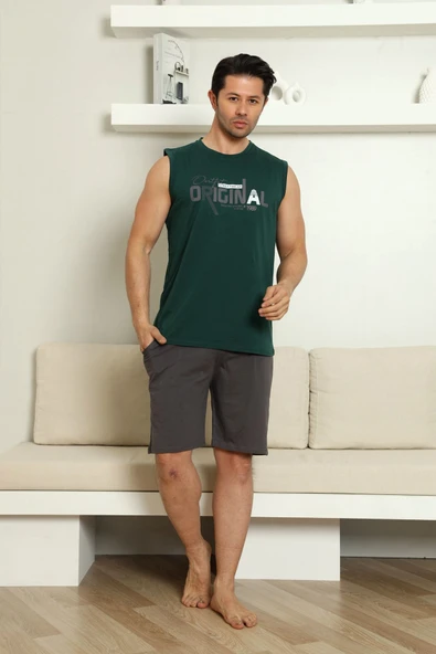 Nisanca Sportif %100 Pamuk Şortlu Erkek Pijama Takımı - 12