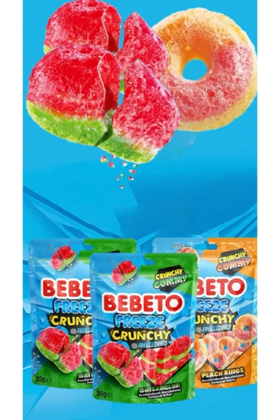 Freeze Watermelon 35g X 2 Adet Freeze Peach Rings 35g X 1 Adet Mix
