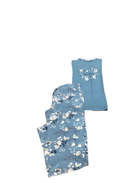 Aydoğan Kadın Mavi Viskon Kısa Kollu Pijama Takımı 240028