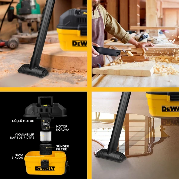 Dewalt DXV15T 1100W 15Lt Taşınabilir Islak ve Kuru Elektrikli Süpürge - 11