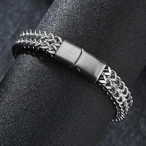 Beauty Vogue Paslanmaz Çelik Bordür Küba Zinciri Bileklik 10mm Genişlik Unisex - 3