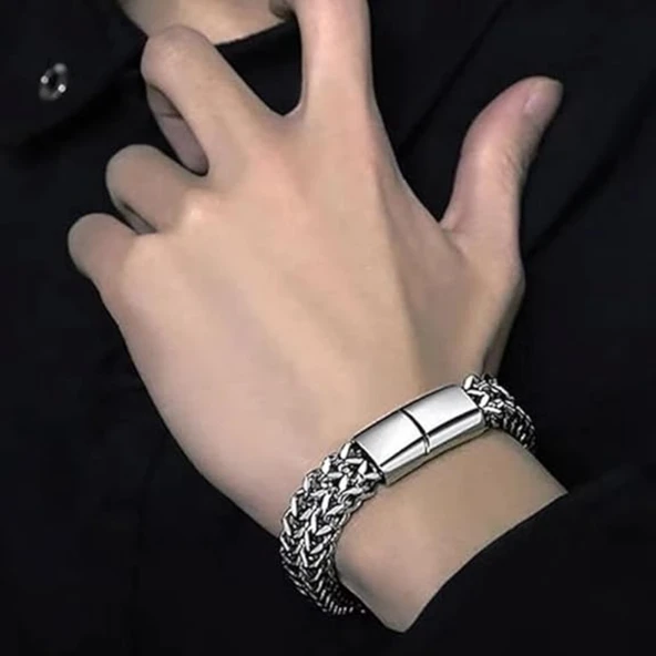 Beauty Vogue Paslanmaz Çelik Bordür Küba Zinciri Bileklik 10mm Genişlik Unisex - 5