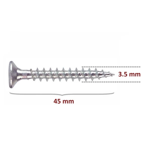 Sunta Vidası 3,5X45 Çinko 50 Adet