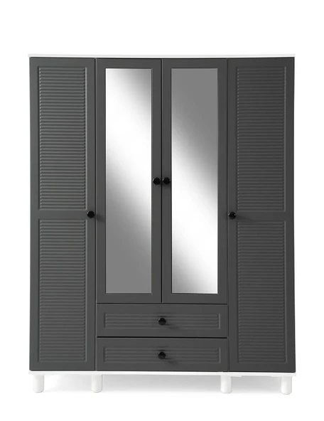 FİNİKE MDF 4 KAPILI DOLAP - ANTRASİT
