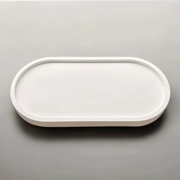Minimalist Dekor Seti  Çizgili Vazo, Dikdörtgen desenli Mum ve Oval Sunumluk - 3