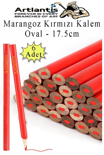 Marangoz Kalem Kırmızı Oval 6 Adet 1 Paket Kalın Oval Marangoz İnşaat Kalemi Aşap Beton İşaretleme Kalemi Kalın Kalem