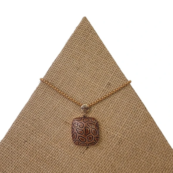 Çağlayan Şelale  Bronz Çini Taşlı Çelik Zincir Kolye - Resim 3