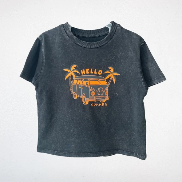 Baskılı Tişört - Hello Summer (Antrasit)