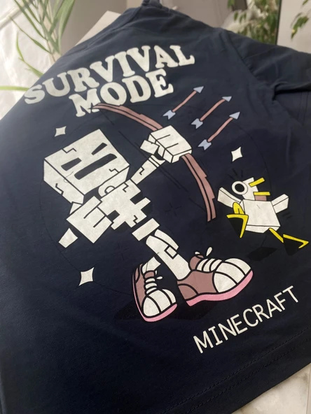 "Minecraft" Baskılı Erkek Çocuk Takımı (Siyah) - 6