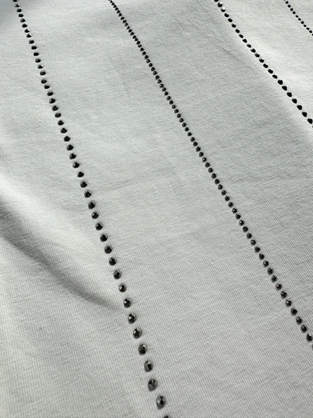 Taşlı Tişört ve Mavi Desenli Pantolonlu Takım - 3