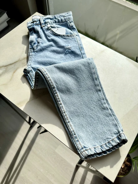 Yırtık Detaylı Erkek Çocuk Kot Pantolon – Açık Mavi - 3