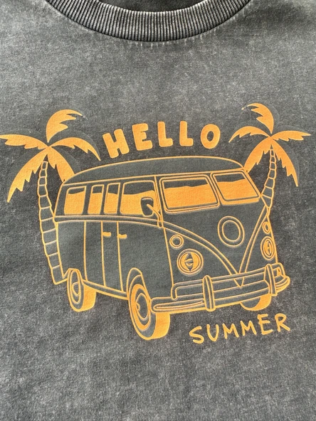 Baskılı Tişört - Hello Summer (Antrasit) - 3